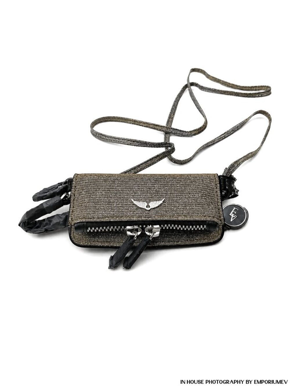 Zadig & Voltaire Rock Grigri Sparkle Mini Crossbody Accessory Bag (0036)